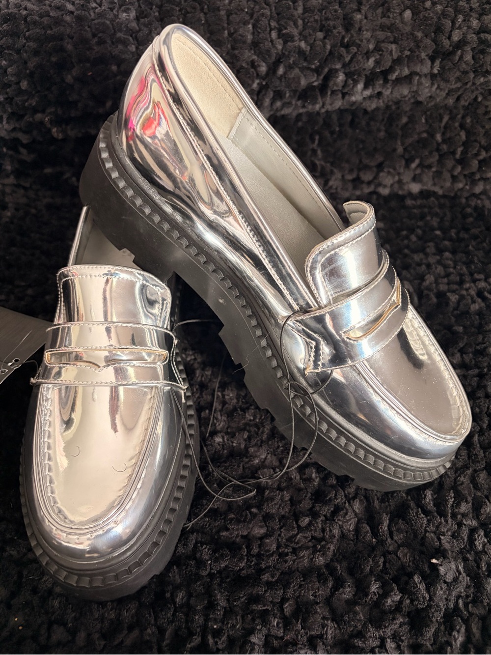 Metallic Silver Women's Penny Loafers
